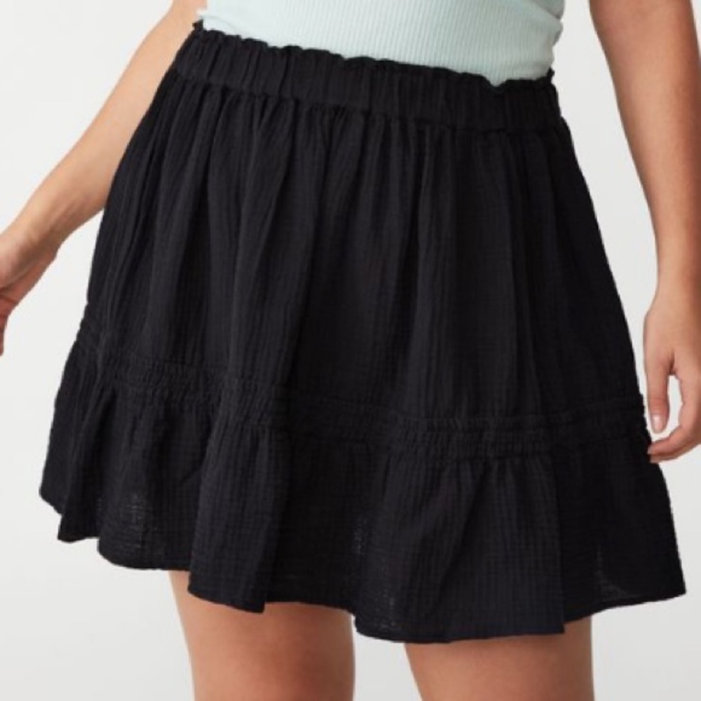 Cotton On Curve Frill Black Mini Skirt New Size 18
